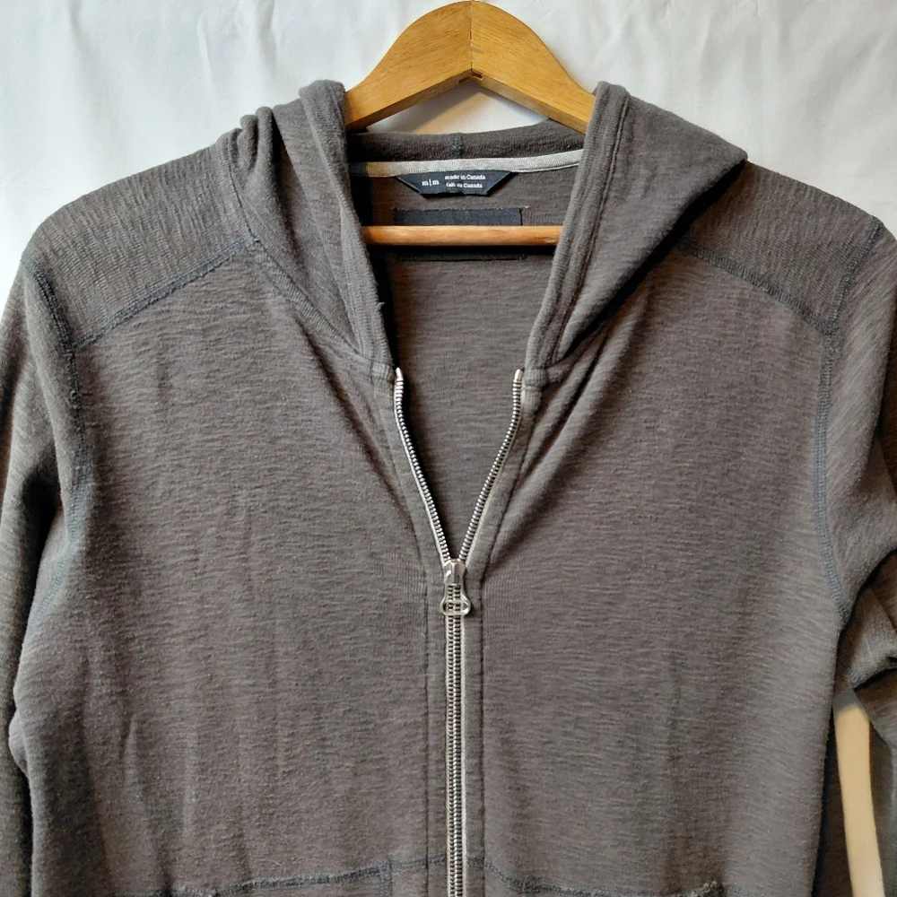 Wings + Horns Hooded‎ Dark Gray Zip-Up Jacket 100% Cotton Men's Size Medium